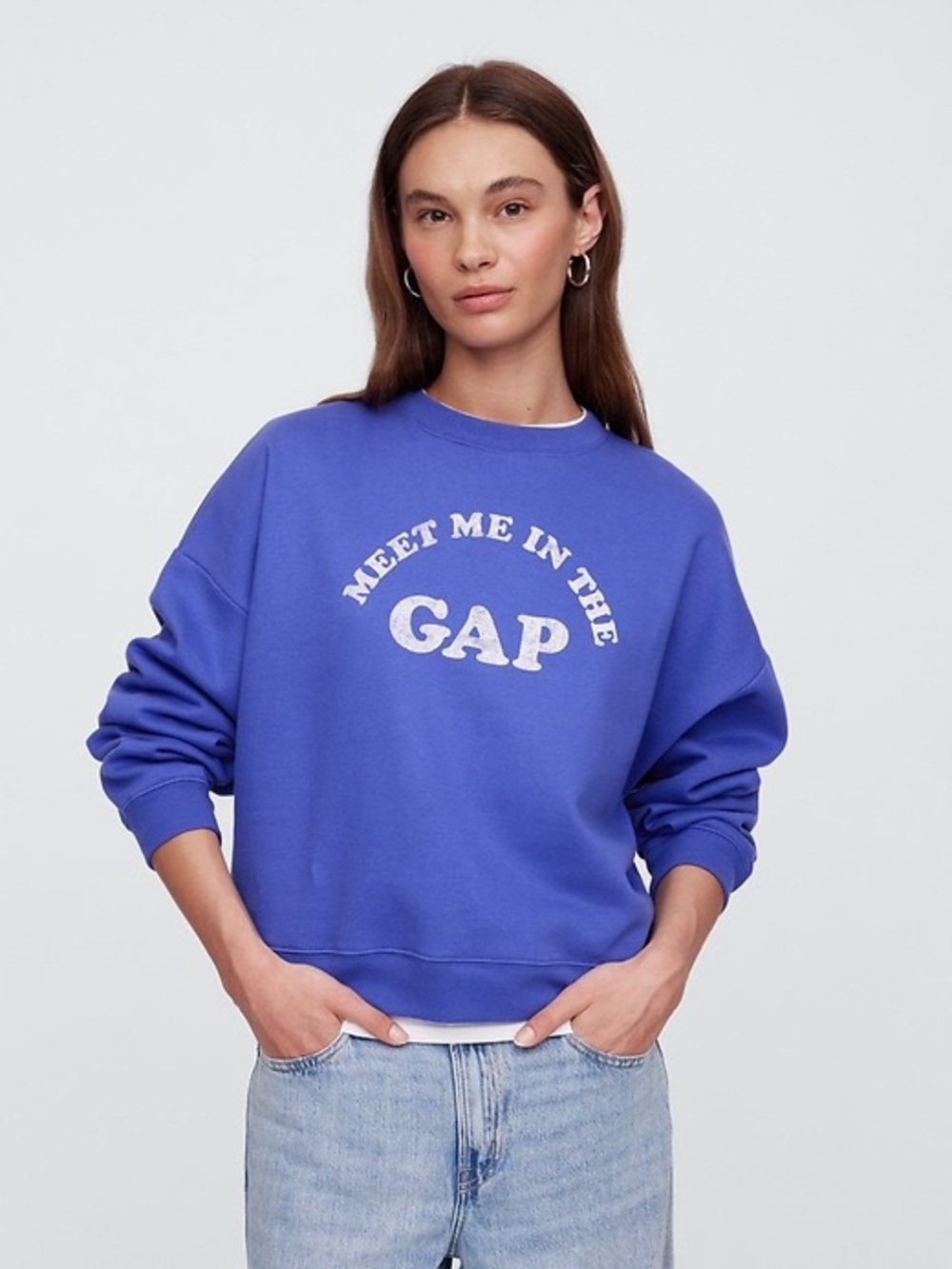 GAP Women's Meet Me In The GAP Oversized Crewneck Sweatshirt - Blue